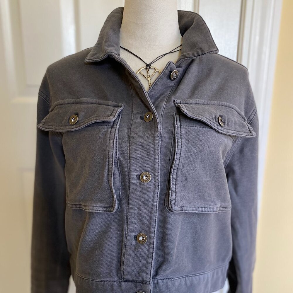 THE NORMAL BRAND, comfort terry trucker military style jacket gray sz xs - Picture 3 of 8